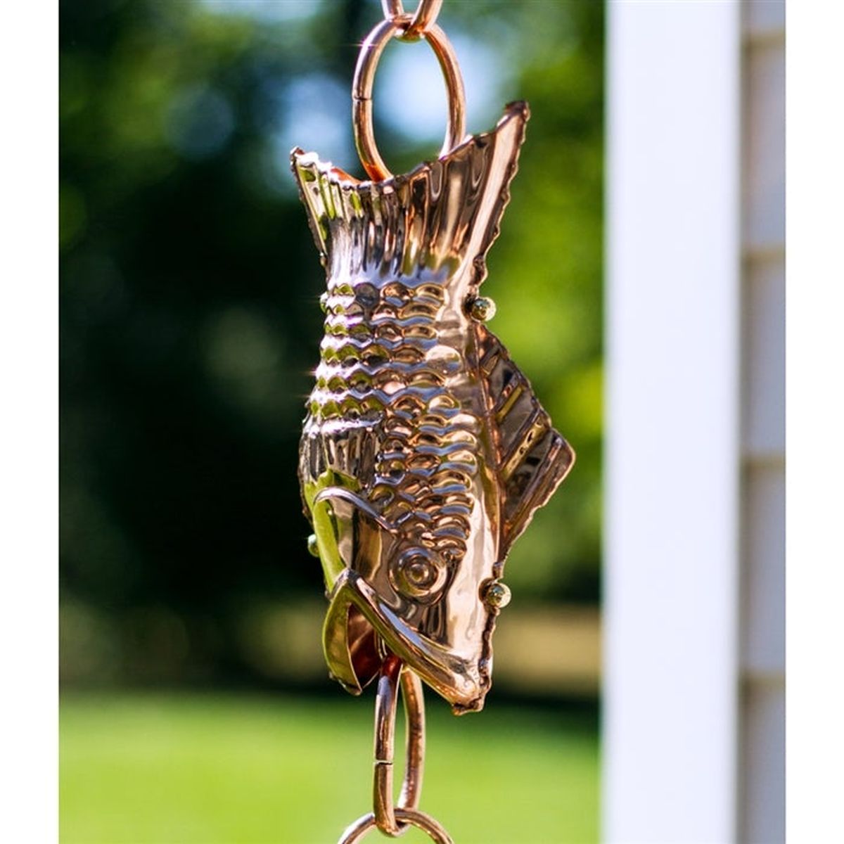 Fish Polished Copper Rain Chain 8.5 ft.